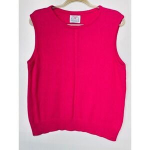 Thackery VTG 80's Hot Pink Knit Sweater Vest Sleeveless Crew Neck Made in USA L